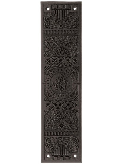 Cast Iron Windsor Pattern Push Plate In Antique Iron.